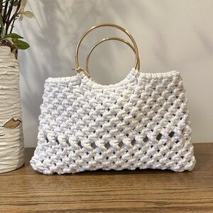 Macrame Hand Bag with Gold Rings